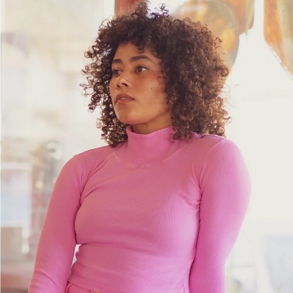 Big Bud Press Half Sleeve Turtleneck, Small, Bubblegum Pink - Picture 2 of 3